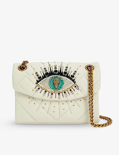 KURT GEIGER LONDON Mini Kensington embellished eye leather shoulder bag