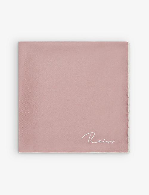 REISS Ceremony logo-print silk pocket square