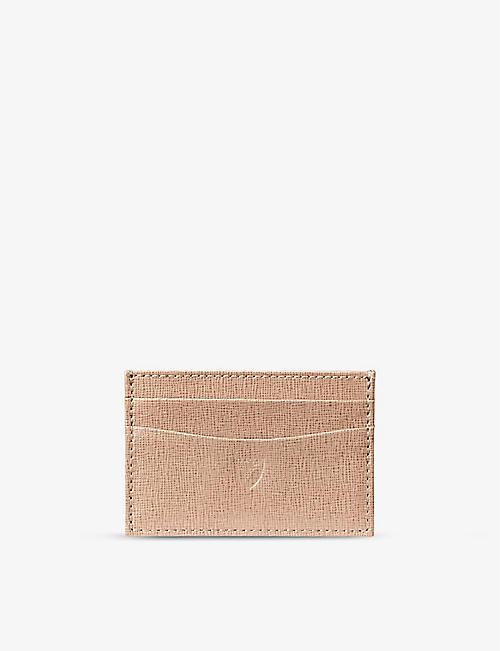 ASPINAL OF LONDON Logo-embossed metallic leather cardholder