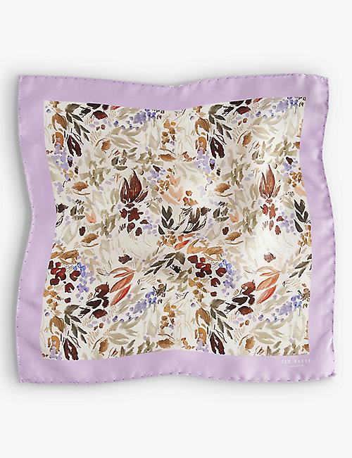 TED BAKER Floral-print silk pocket square