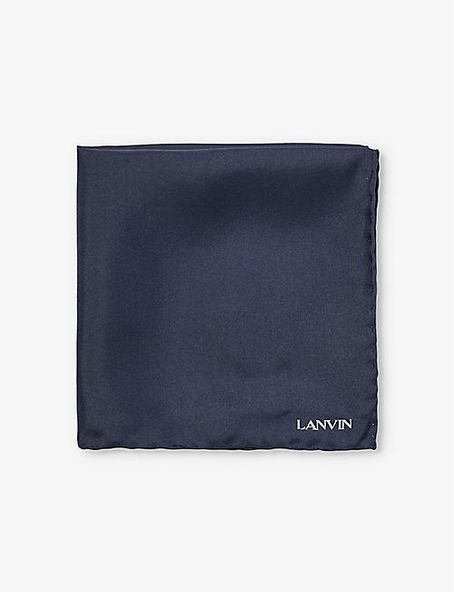 LANVIN Brand-print brand-tab silk pocket square