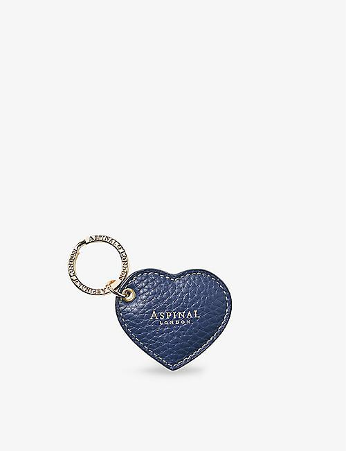 ASPINAL OF LONDON Logo-embossed heart-shape leather keyring