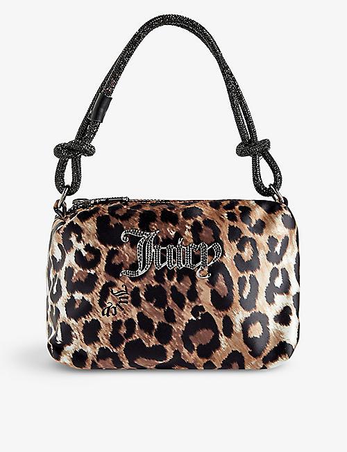 JUICY COUTURE Crystal-embellished branded silk top-handle bag