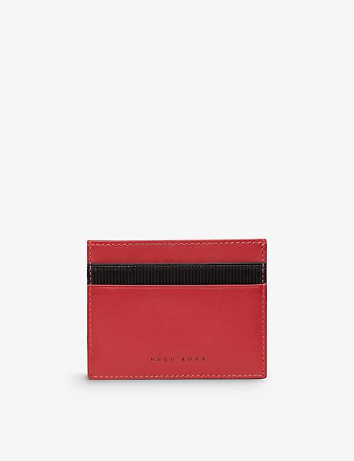 BOSS Logo-embossed leather card holder