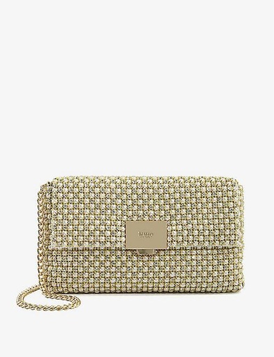 DUNE Evanders square-lock metallic clutch bag