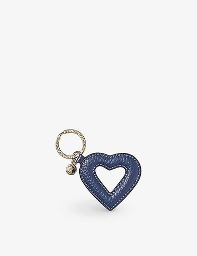 ASPINAL OF LONDON Logo-charm heart-shape leather keyring