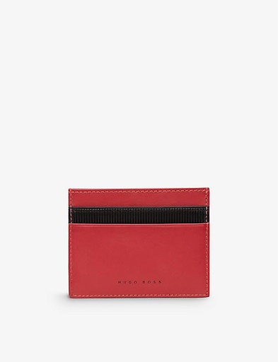 BOSS Logo-embossed leather card holder