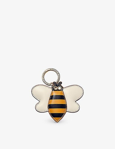 ASPINAL OF LONDON Bee logo-embellished leather keyring