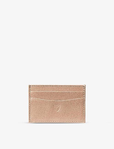 ASPINAL OF LONDON Logo-embossed metallic leather cardholder