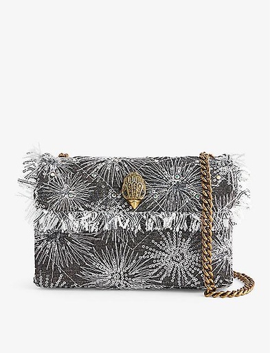 KURT GEIGER LONDON Kensington fringe-trimmed woven cross-body bag