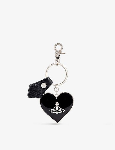 VIVIENNE WESTWOOD Mirror logo-plaque iron and leather keyring