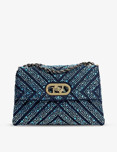 DUNE Regent small crystal-embellished quilted woven shoulder bag