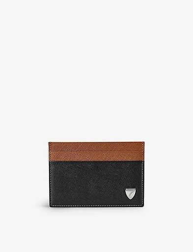 ASPINAL OF LONDON Slim brand-plaque leather card holder