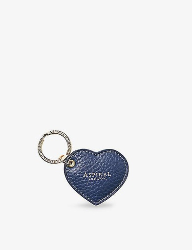 ASPINAL OF LONDON Logo-embossed heart-shape leather keyring