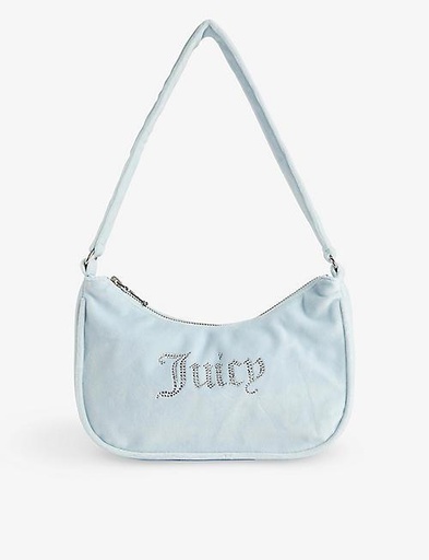JUICY COUTURE Rhinestone-embellished velour shoulder bag