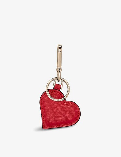 SMYTHSON Panama heart crossgrain leather keyring
