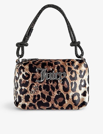 JUICY COUTURE Crystal-embellished branded silk top-handle bag
