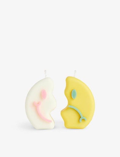 WAVEY CASA Happy Sad Face soy-wax candle 11cm